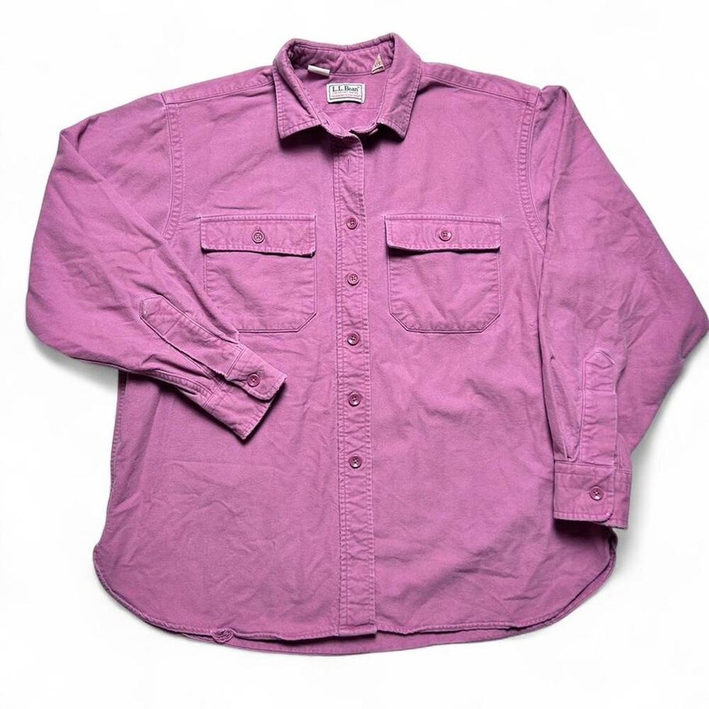 L.L. Bean Vintage 80s USA made Dusty Pink Cotton Flannel Chamois Cloth Shirt 14